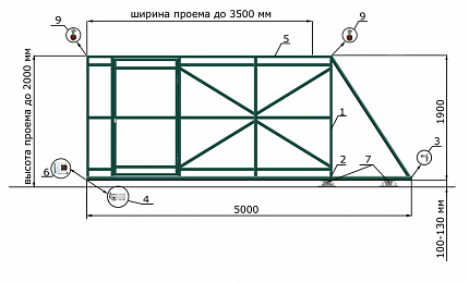 Откатные ворота 3 метра серии ЭКО, купить в любом городе России с доставкой, размер 3 500х2 000, цвет e128fd18-9af7-11e3-81d6-e447bd2f56ba, цена 48 590 руб.